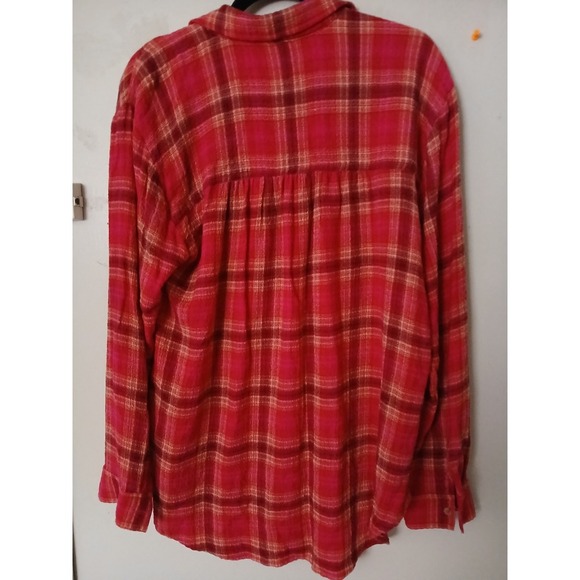 Pilcro Women's Red Plaid Button Down Shirt Long Sleeve Size M - Picture 3 of 5